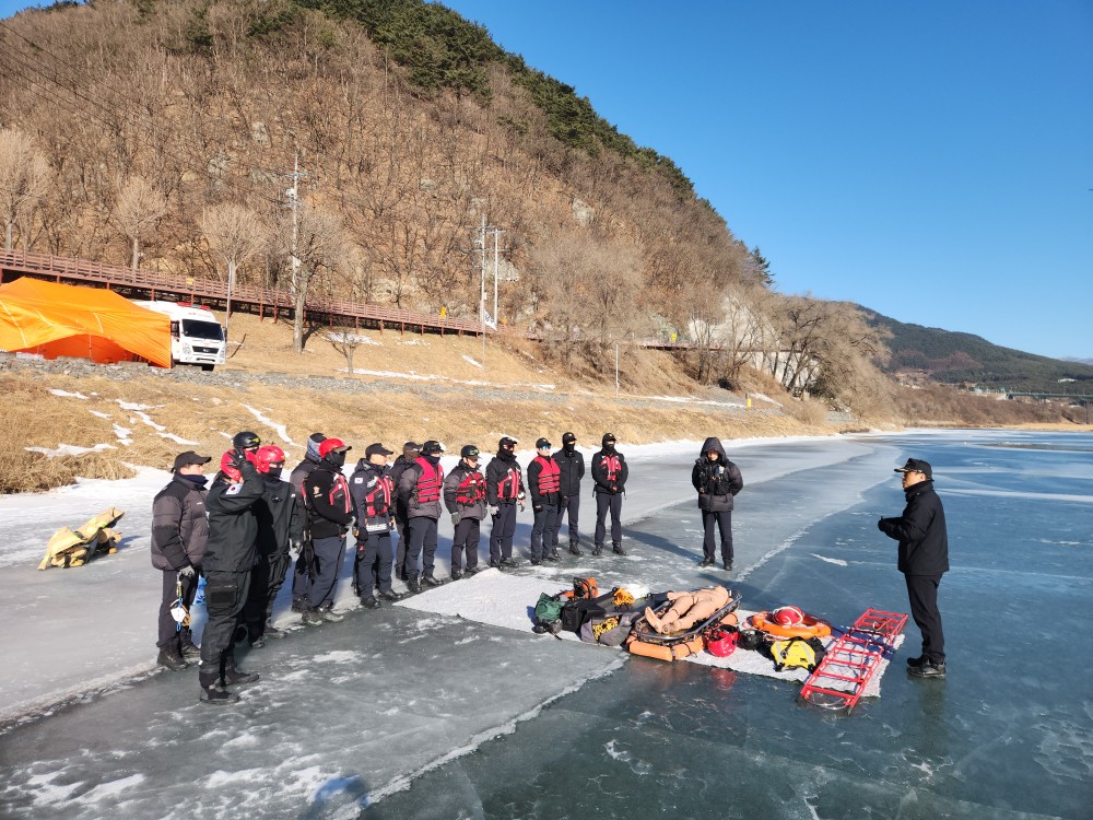 정선소방서, 해빙기수난구조훈련 실시
