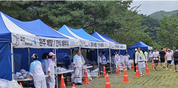 정선군 자원봉사자들, 제1회 정선 동강 마라톤대회 성공 이끌어